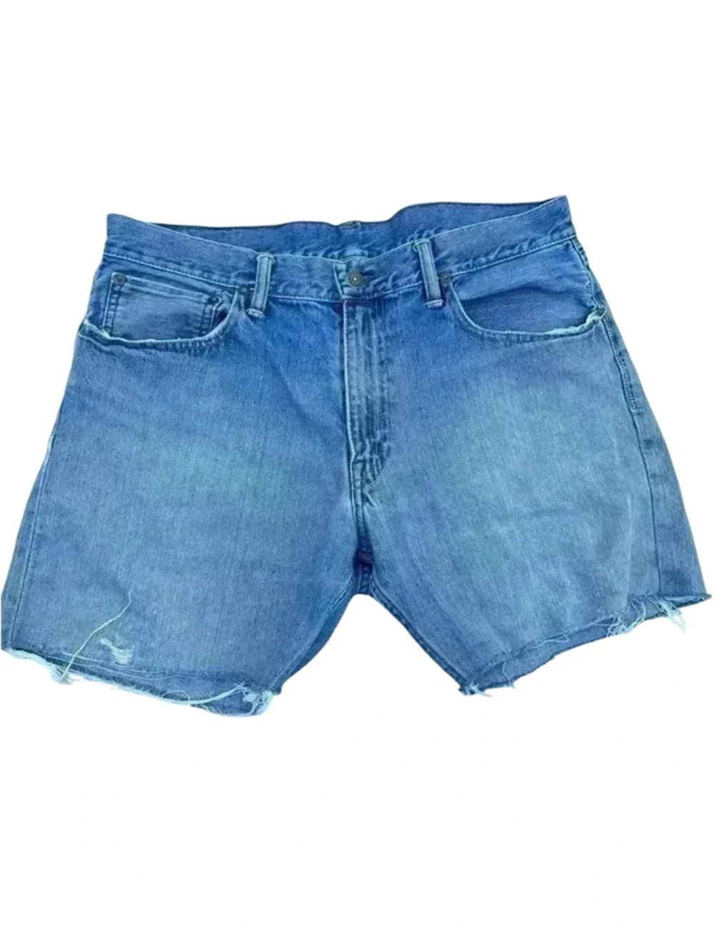Polo R.‎ Lauren Boyfriend Classic Fit Med Wash Faded Cutoff Jean Shorts Size 35
